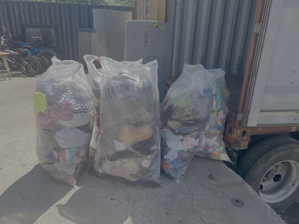Bags outside container