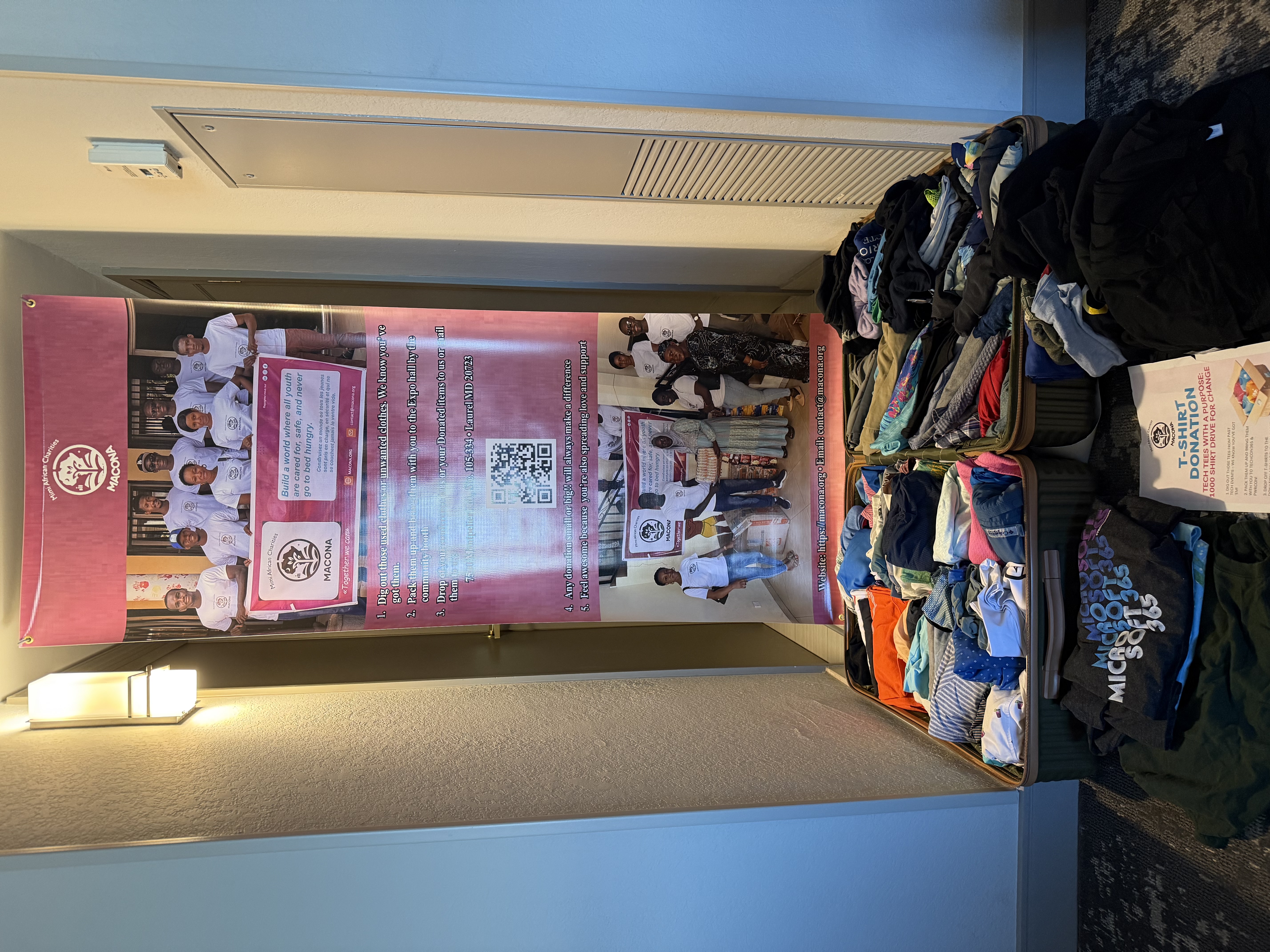 Donations packed in a suitcase for return to Maryland